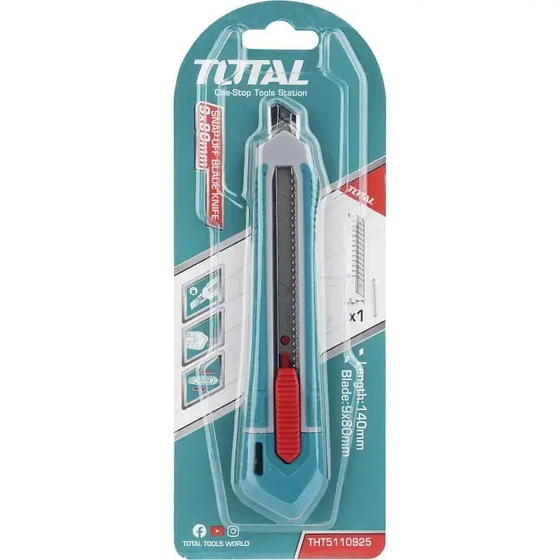 Нож Total THT5110925 выдвижное лезвие 9x80 мм длина 140 мм (THT5110925) - фото 4