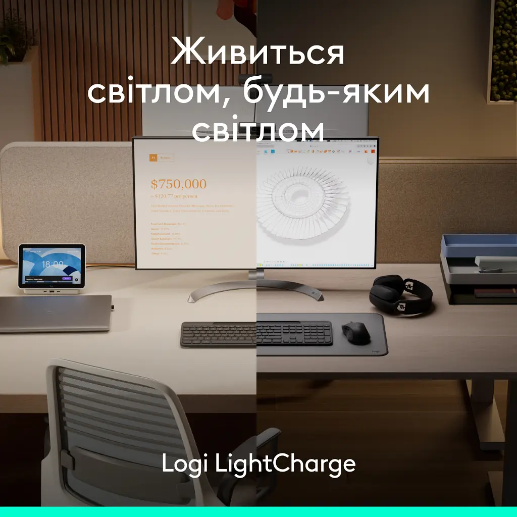 Клавіатура Logitech Slim Solar+ for Business Wireless/Bluetooth Graphite (920-013779) - фото 3