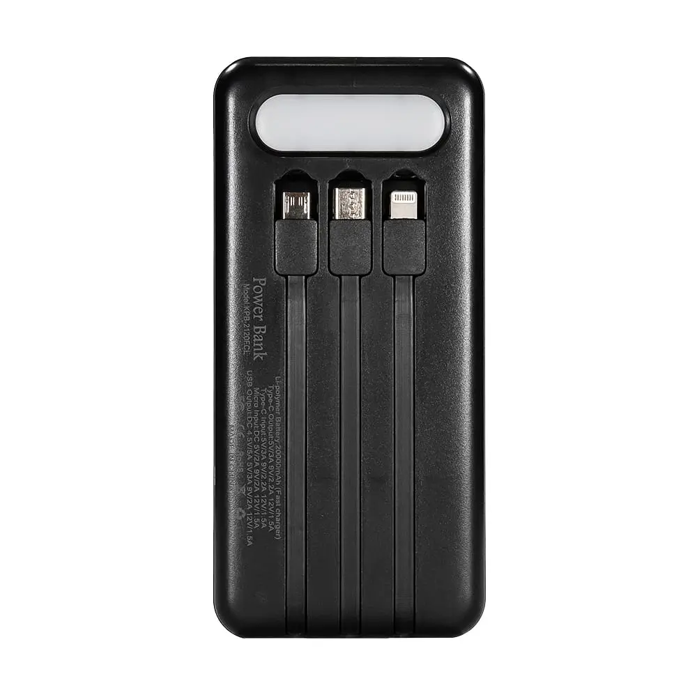 Повербанк 20000mAh Power Bank Kraft KPB-2120FCL Black 22.5W QC3.0 LED-ліхтар (43-00089) - фото 4