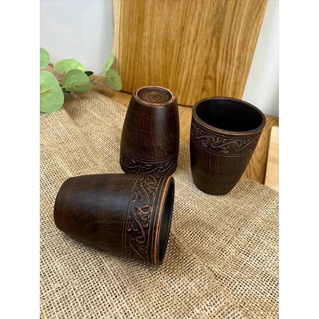 Склянка 0.4 літра керамічний (глиняний) різьблений Декор - фото 7