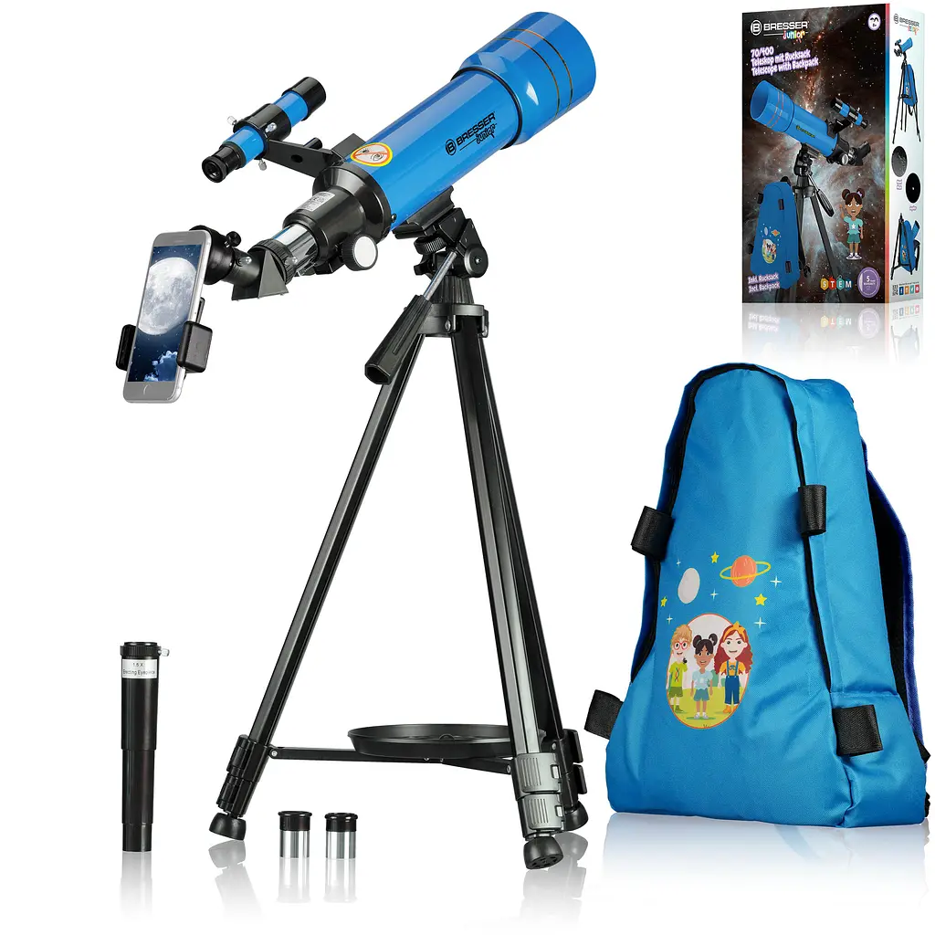 Телескоп Bresser Junior 70/400 Blue з адаптером для смартфона + рюкзак (8850610WX) - фото 2