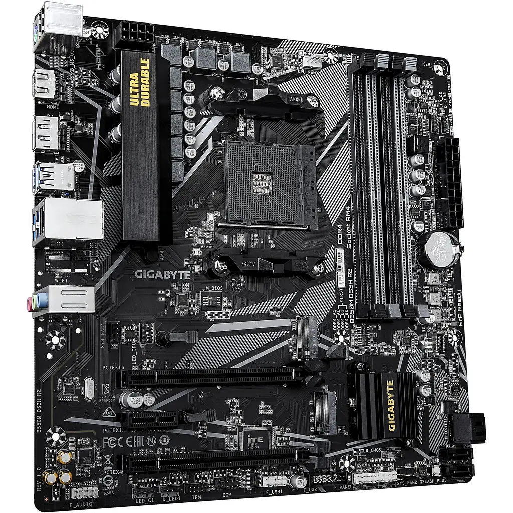 Материнская плата Gigabyte B550M DS3H R2 Socket AM4 - фото 3