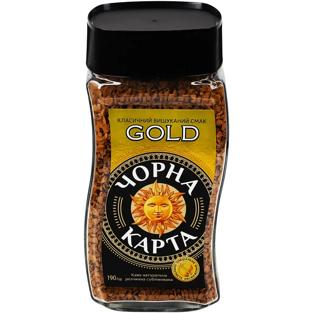 Кофе растворимый Чорна карта Gold 190 г банка (878777) - фото 4