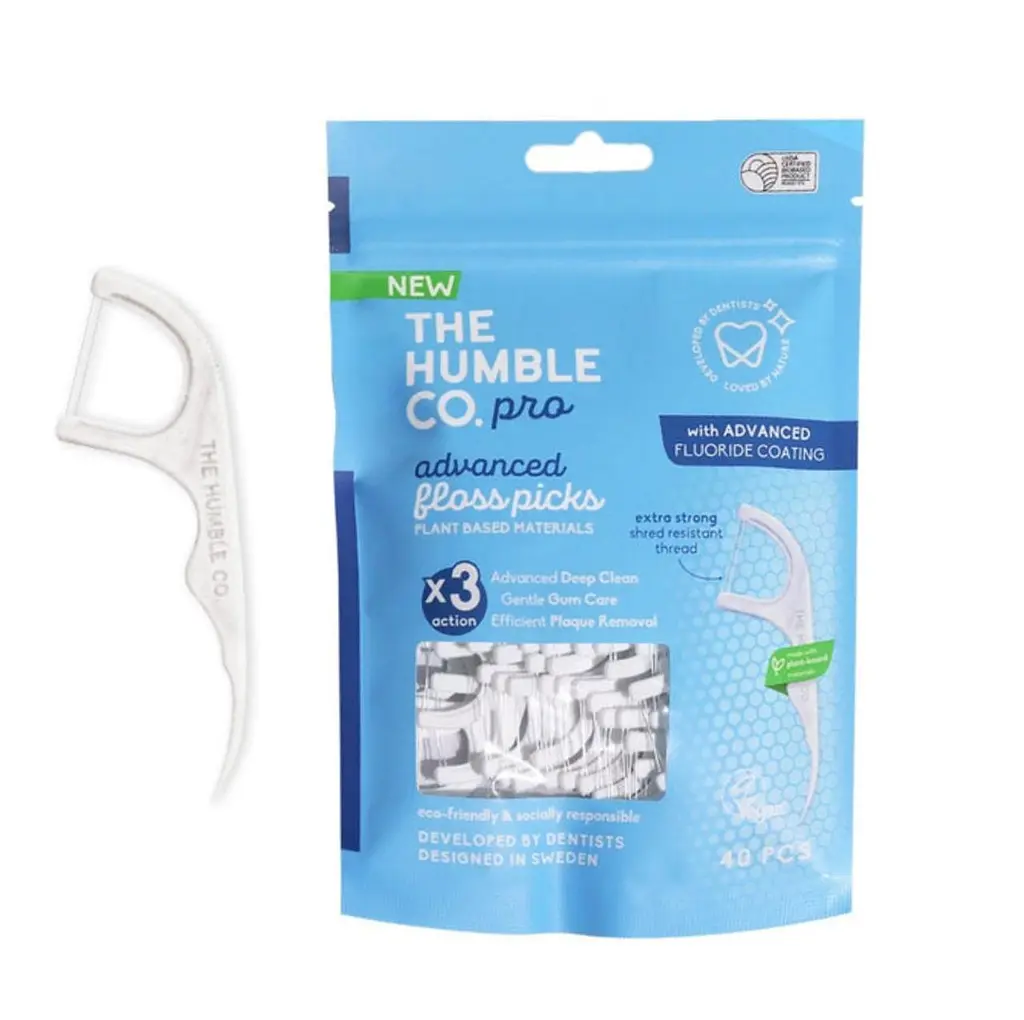Флос зубочистки The Humble Co. Pro подвійні з фтором (м'ята), 40 шт - фото 3