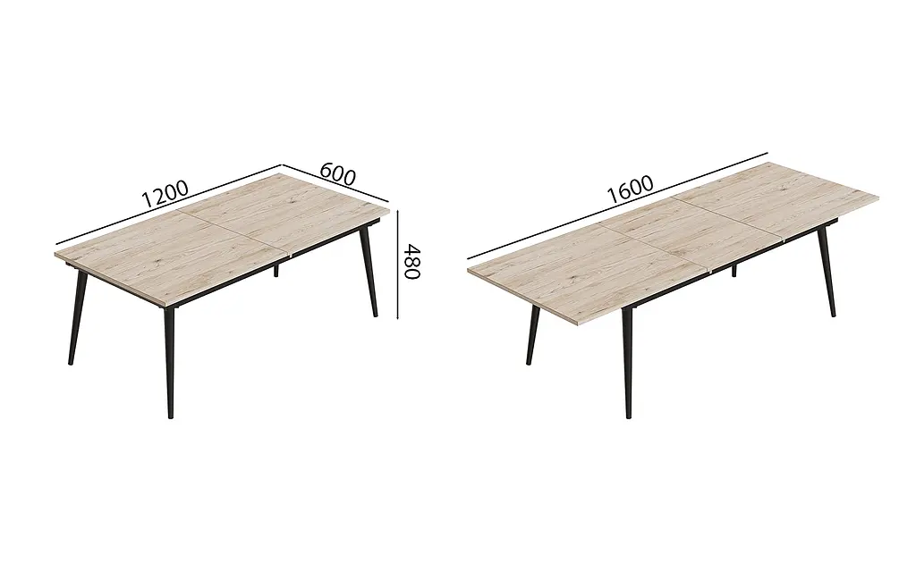 Стол журнальный трансформер Dandi Small Ferrum-decor 45x120(160)x60 Черный металл ДСП Дуб Сан-Марино 16 мм (FRD-106790) - фото 3