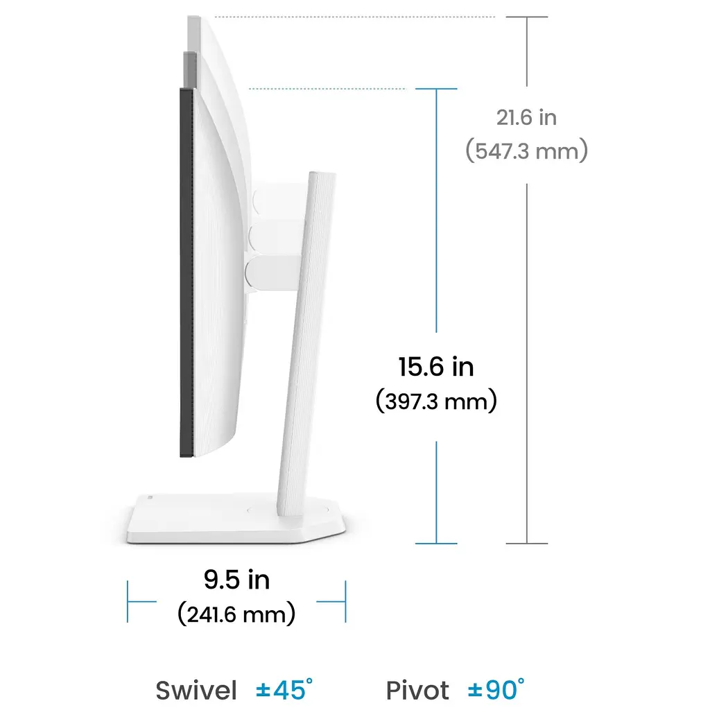 Монітор TFT 27 BenQ GW2790TC, IPS, 144Hz, HDMI, DP, USB-C, HAS, Pivot, колонки, білий - фото 7