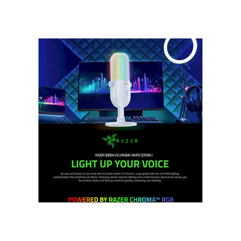 Микрофон Razer Seiren V3 Chroma White (RZ19-05060200-R3M1) - фото 2