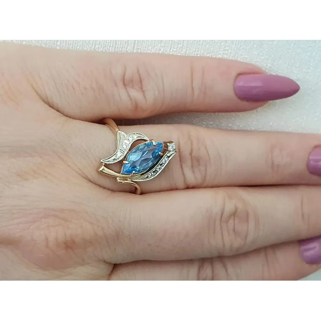 Золоте кільце Гаразд з діамантами і топазом. 3022188 19 - фото 2