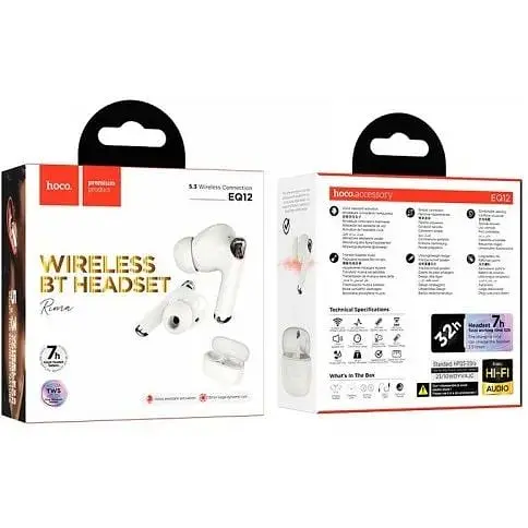 Наушники беспроводные Hoco EQ12 Rima до 32 часов белые 6942007618755 - фото 3