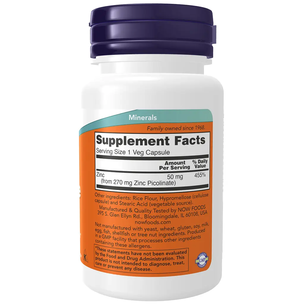 Минералы Now Zinc Picolinate 50 мг 60 капсул - фото 2