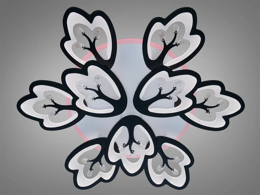 Дизайнерська стельова LED люстра Diasha 8148/6+3BK Petal чорна, 9 плафонів, 185 Вт, 80 см, 16-25m2 - фото 2