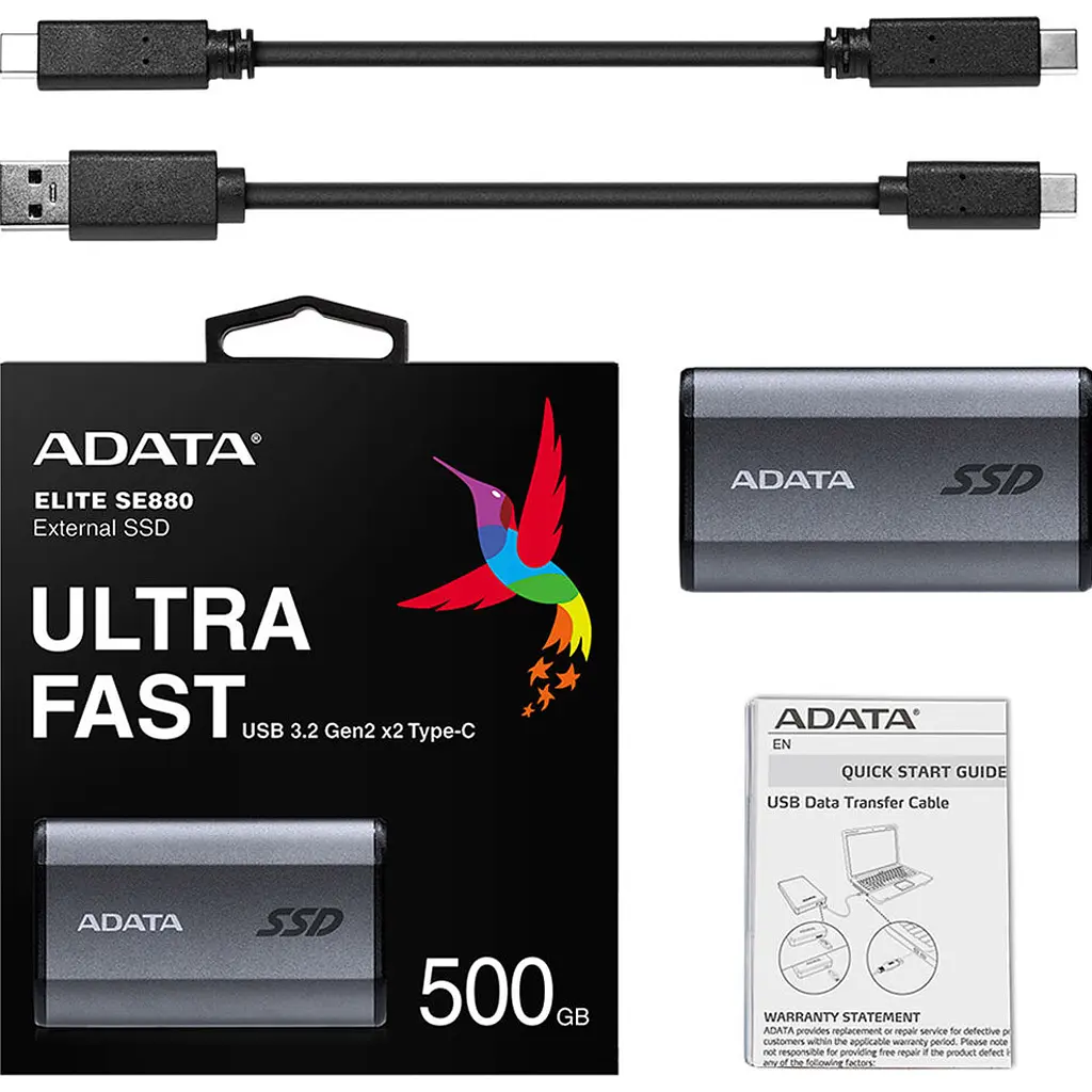 Зовнішній SSD накопичувач Adata Elite SE880 500 GB [AELI-SE880-500GCGY] [97605] - фото 6