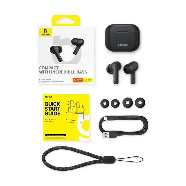 Беспроводные наушники Baseus Bowie E17 True Wireless Bluetooth Earphones, ENC, TWS, BT5.3, 35mAh, 430mAh, 6h, Black A00072200113-Z1 - фото 7