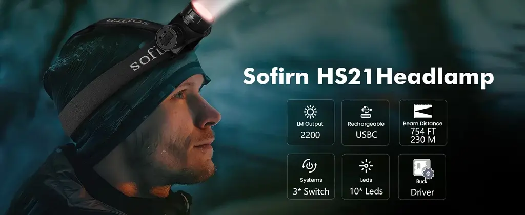 Налобний ліхтарик Sofirn HS21 акумуляторний світлодіодний ліхтар Black (19278) - фото 5