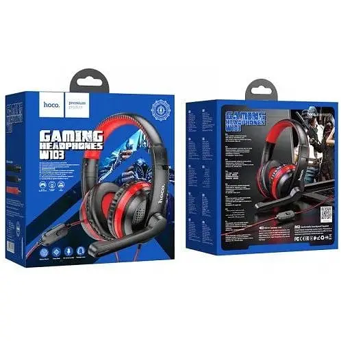 Навушники ігрові повнорозмірні Hoco W103 gaming Magic tour gaming headphones чорно червоні 6931474741622 - фото 3