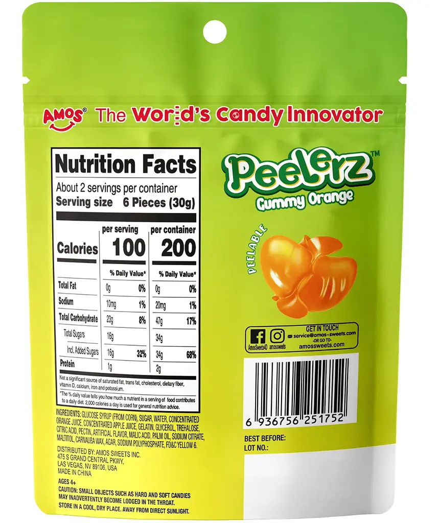 Желейні цукерки Amos Peelerz Peelable Gummy Orange 170г - фото 8