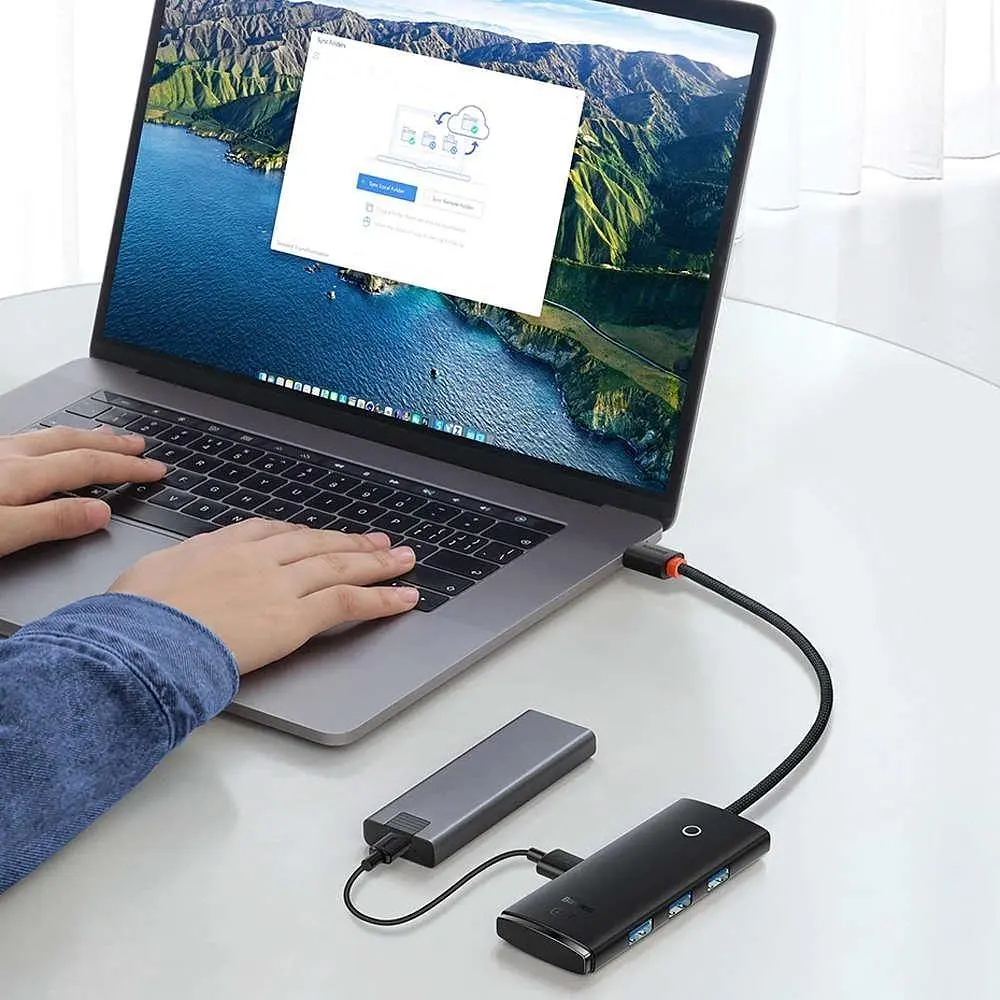 USB-хаб Baseus Lite Series 4-Port Type-C HUB Adapter Type-C to USB 3.0*4 25cm WKQX030301 Black - фото 4