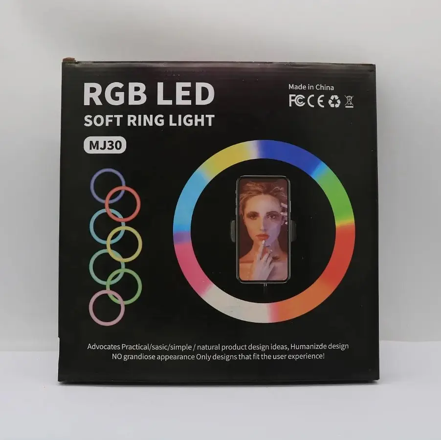 Лампа кільцева LED Ring Light MJ 300 RGB 30 см з USB і тримачем телефона, регулювання яскравості - фото 5
