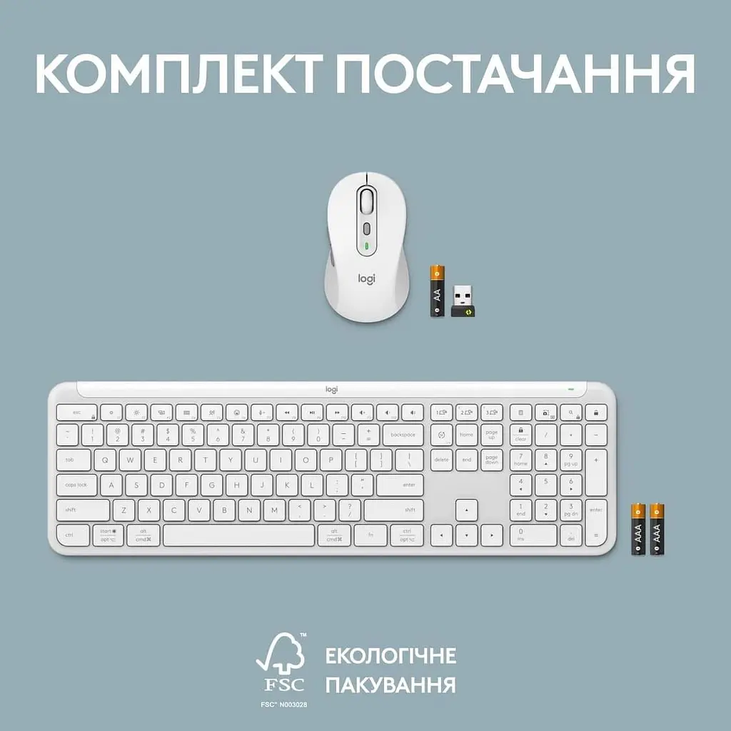 Комплект (клавиатура и мышь) Logitech MK950 Wireless (920-012491) Off-White - фото 2