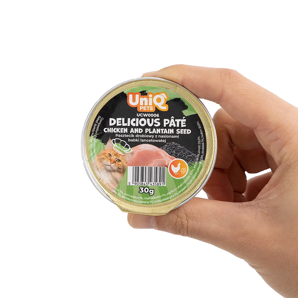 Смачний паштет UNIQ PETS CAT WET FOOD DELICIOUS з куркою та насінням подорожника, 30 г - фото 8