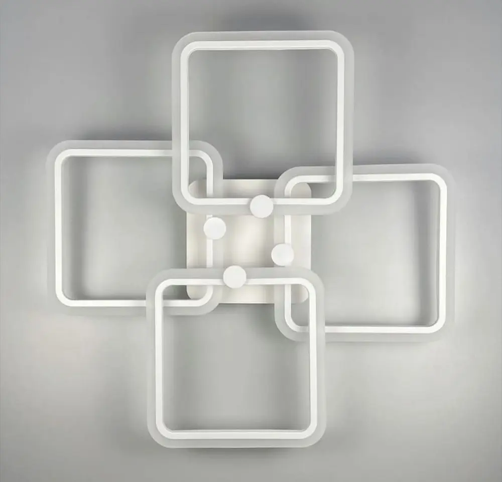 Светодиона люстра white на 4 рожки квадратной формы Line.F RGB подсветка является - фото 3