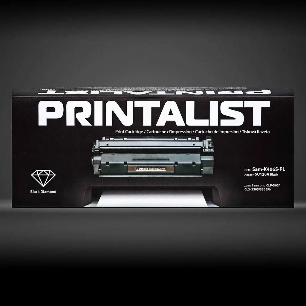Картридж тон. PRINTALIST для Samsung CLP-365/CLX-3305/3305FN аналог SU120A Black ( 1500 ст.) (Sam-K406S-PL) - фото 2