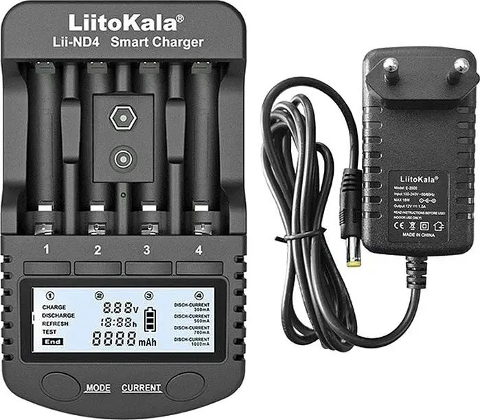 Зарядний пристрій універсальний LiitoKala Lii-ND4 (4 канали Ni-Mh / крона тестер 220 / 12V LED дисплей) - фото 4