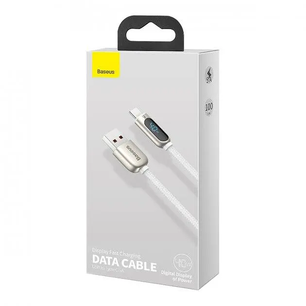 Кабель Baseus Display Fast Charging Cable USB to Type-C 5A 1m CATSK-02 White - фото 5
