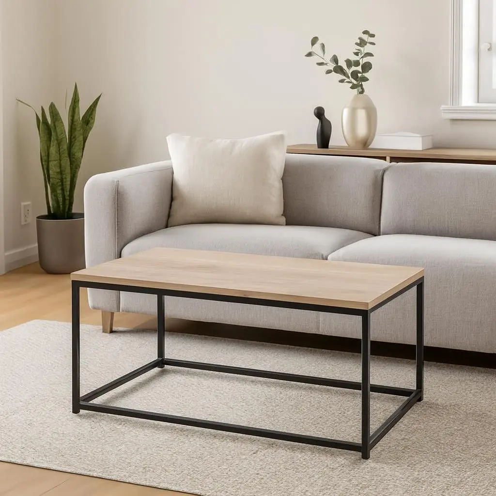 Стіл журнальний лофт Orange-Line ОП-192 600х1100х450 мм Чорний/Дуб сонома - фото 2