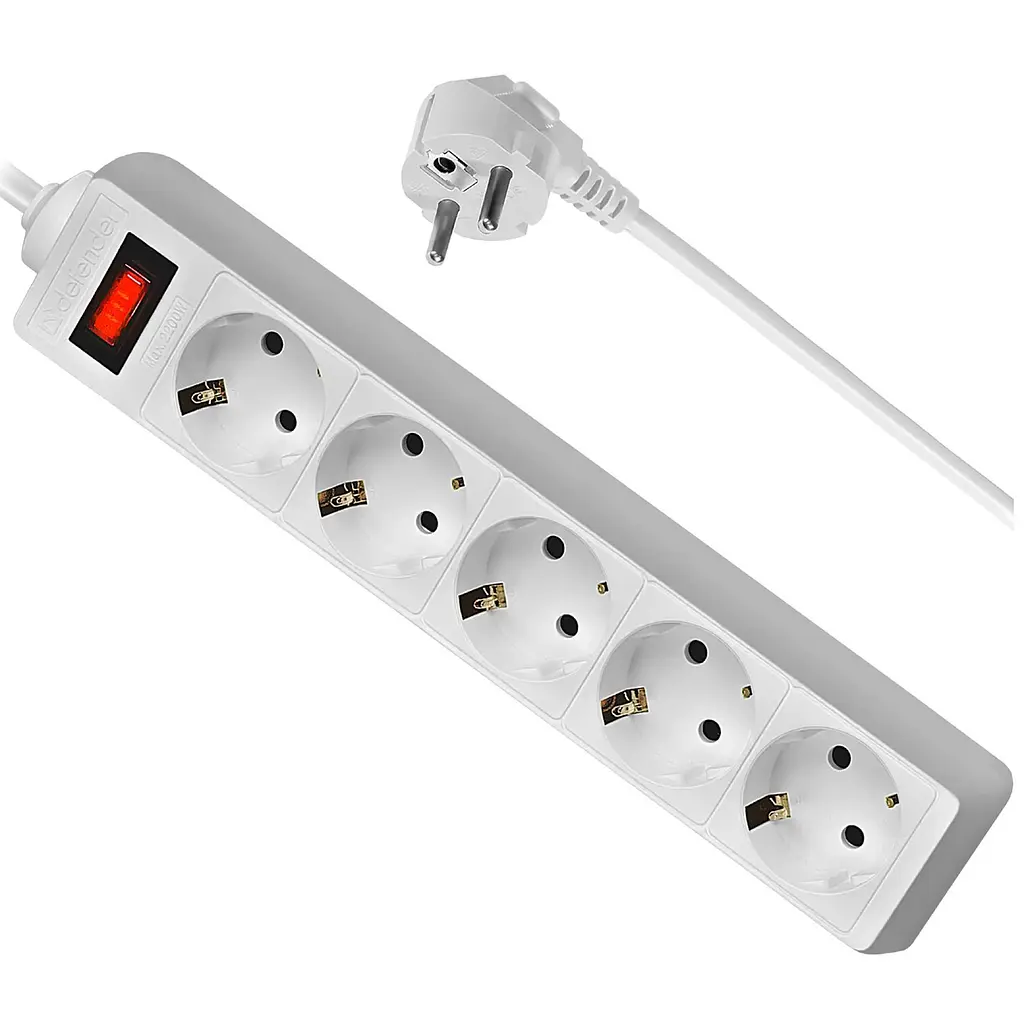 Мережевий подовжувач Power filtr 1.8м Defender ES1.8, 5 розеток, білий - фото 4