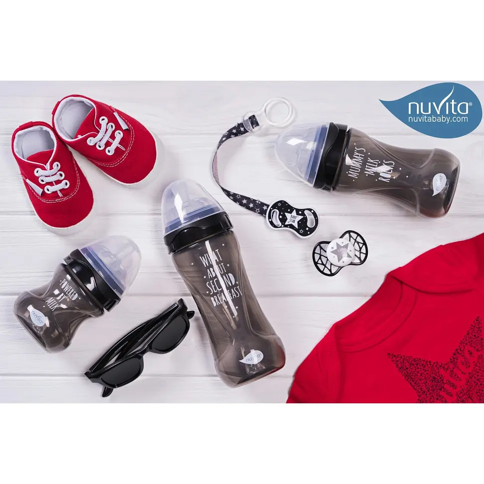 Пустушка Nuvita 7064 Air55 Cool ортодонтична 0m+ BABY STAR чорна NV7064IB - фото 9