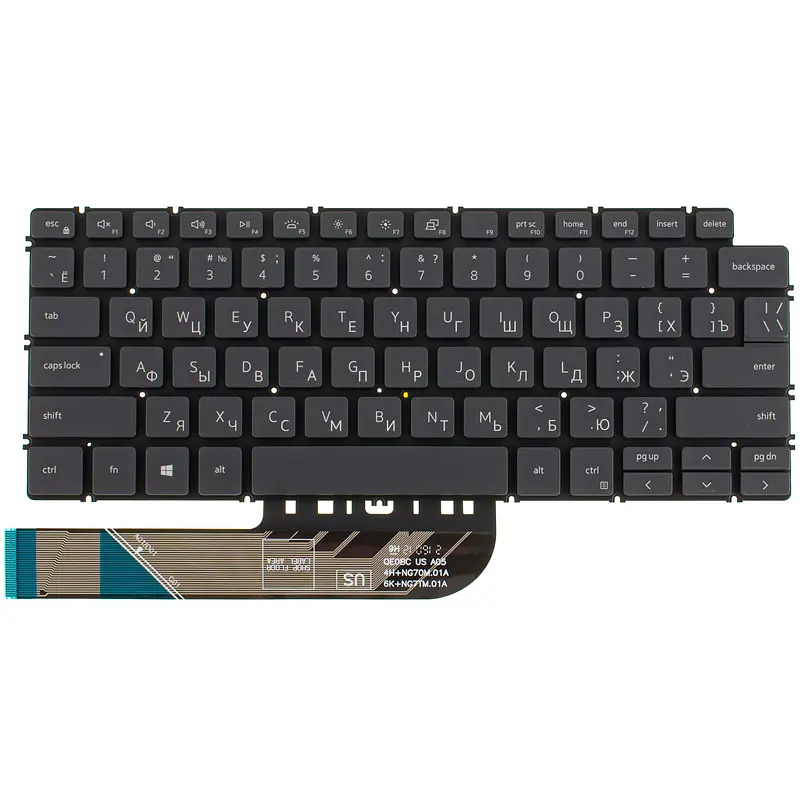 Клавіатура для ноутбука DELL (Inspiron: 5390, 5490, 7490) rus, gray, без фрейму, підсвічування клавіш (оригінал) - фото 2