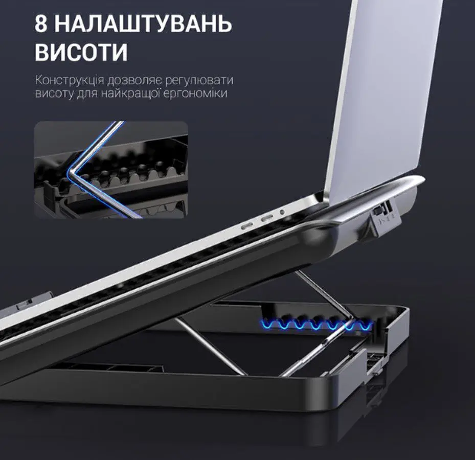 Охолоджувальна підставка для ноутбука до 17 дюймів OfficePro OPCP-620 2xUSB 6xfans - фото 8