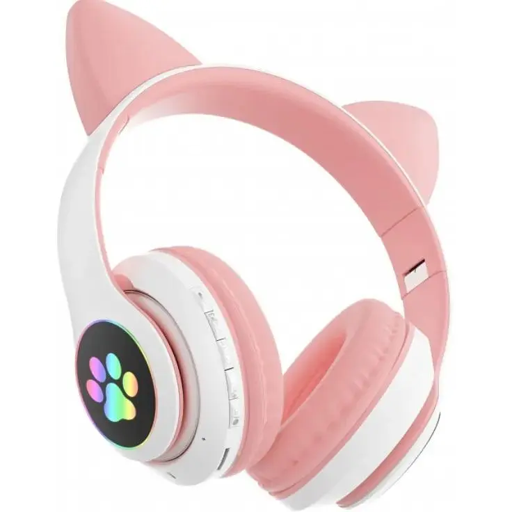 Бездротові навушники Cat ear VZV-23M/7805 Bluetooth з вушками з LED підсвіткою Рожеві - фото 3
