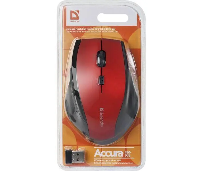 Bluetooth миша DEFENDER Accura MM-365 red (52367) UA - фото 4