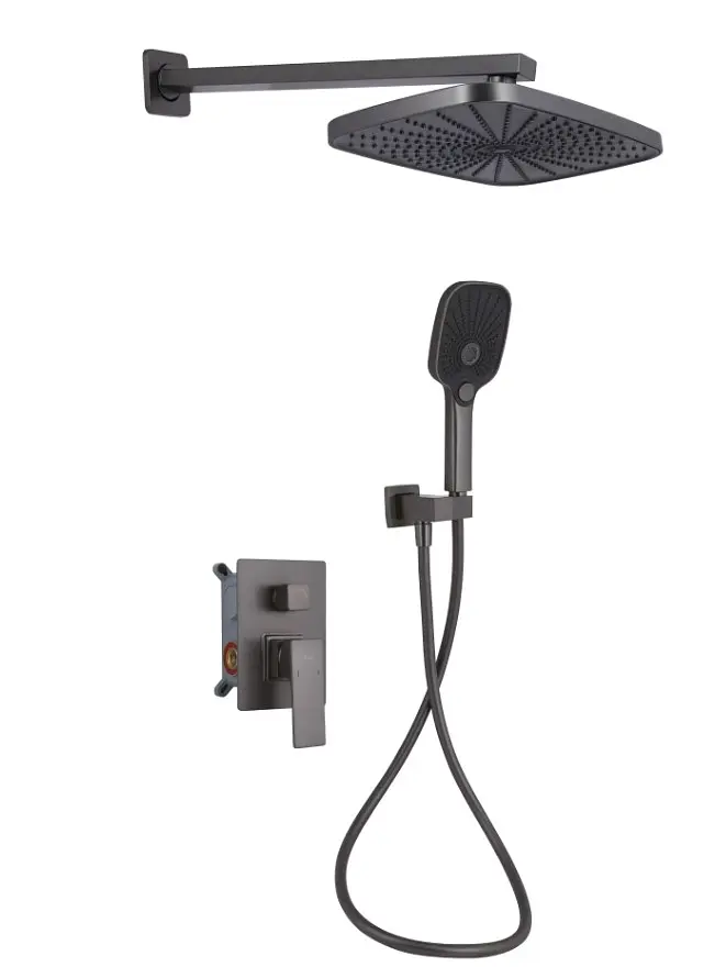 Душова система для душу Qtap Gemini Gunmetal Black PVD прихованого монтажу QTGEM113GMB45698