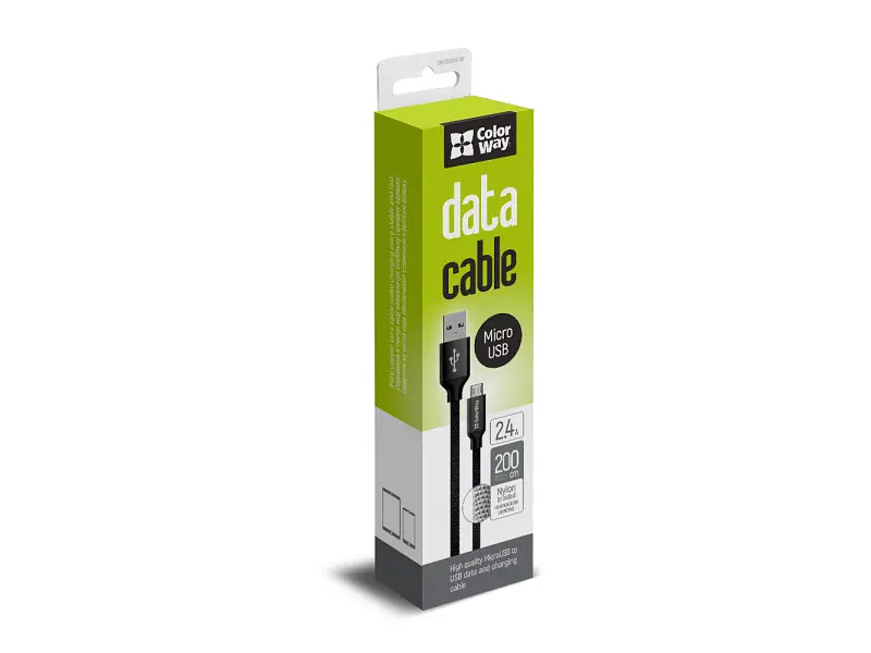 Кабель ColorWay (CW-CBUM009-BK) USB MicroUSB 2.4A 2м чорний - фото 3