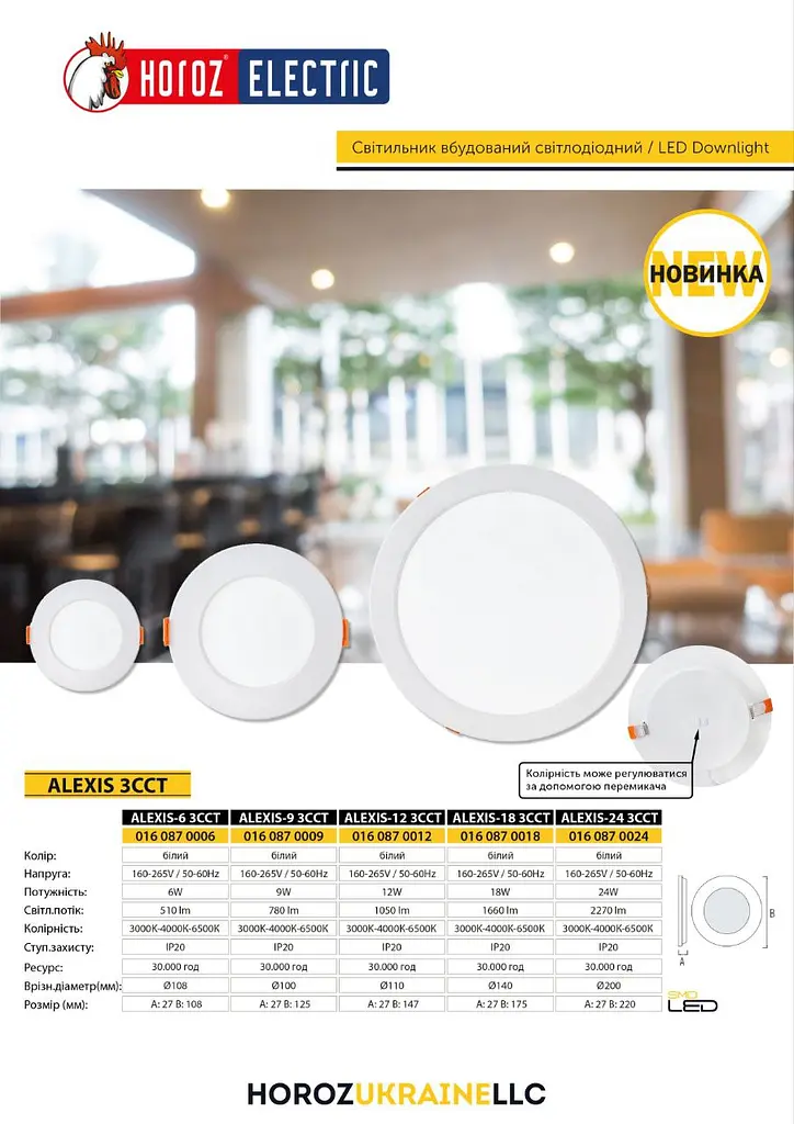 Светильник светодиодный Horoz Electric Alexis-18 3CCT 18W белый (3000K-4000K-6500K) - фото 5