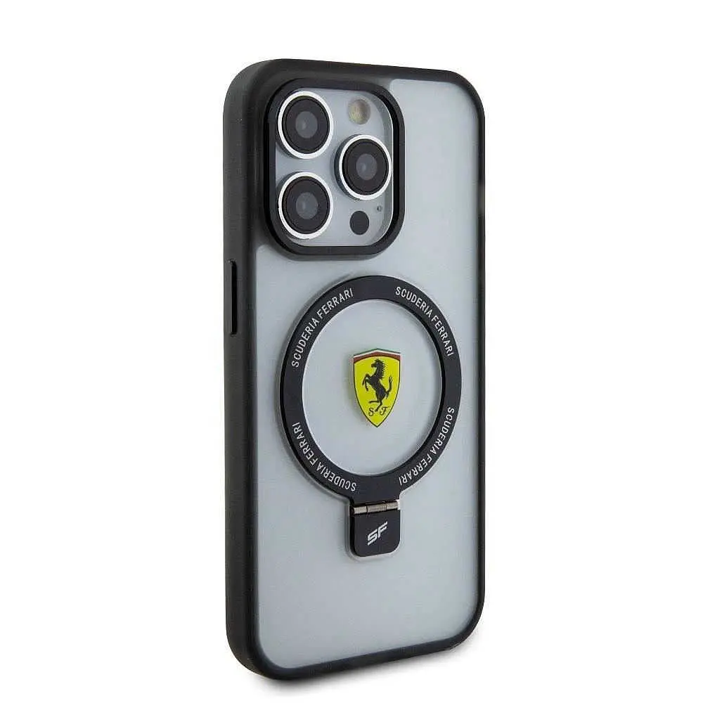 Чехол Ferrari Ring Stand MagSafe для iPhOne 15 Pro Max Черный/прозрачный (57983116751) - фото 4