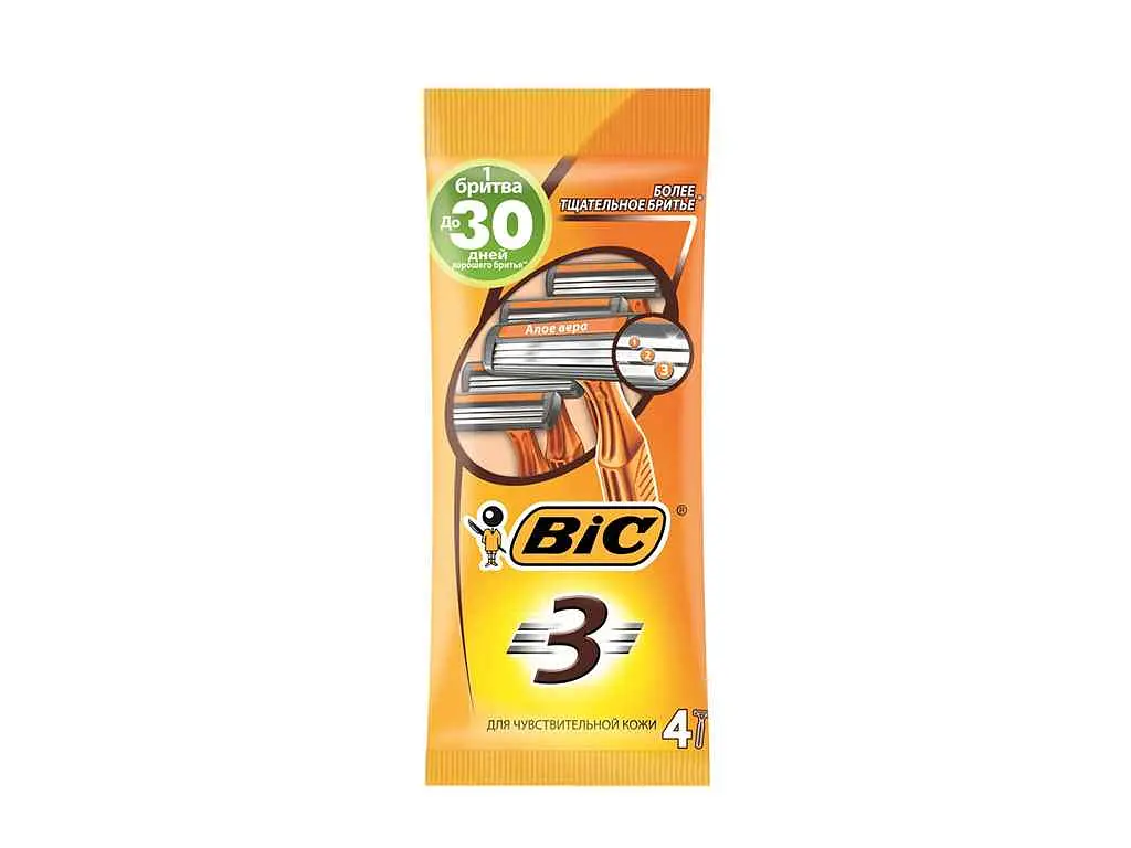 Одноразовий станок BIC 4шт BIC 3 для гоління "Чутлива шкіра"