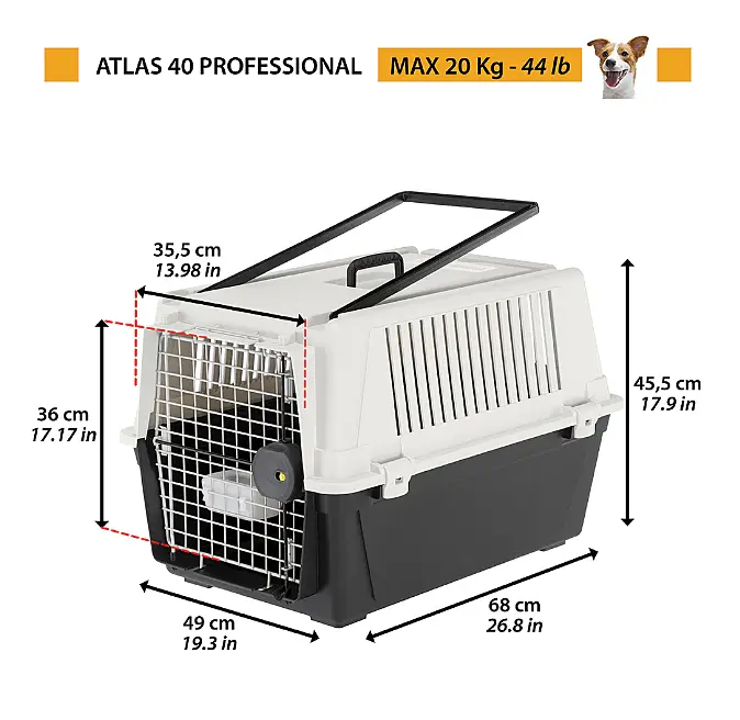 Переноска для собак та котів Ferplast Atlas 40 Professional сіра до 20 кг 68х49х45.5 см 73011021 - фото 2