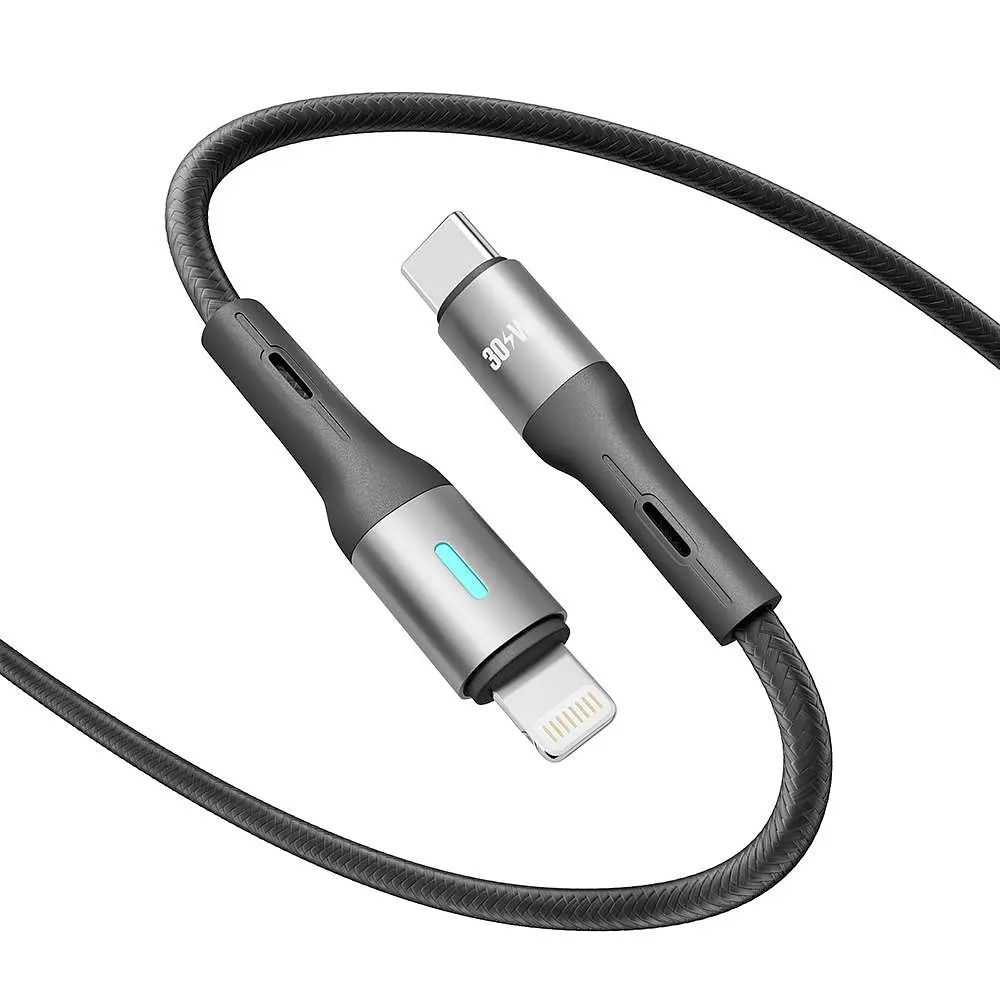 Кабель для заряджання та обміну даними USB Yoki YK-LE17 LED Series Type-C to Lightning 30W 3A/10V 1.2 m Black - фото 4
