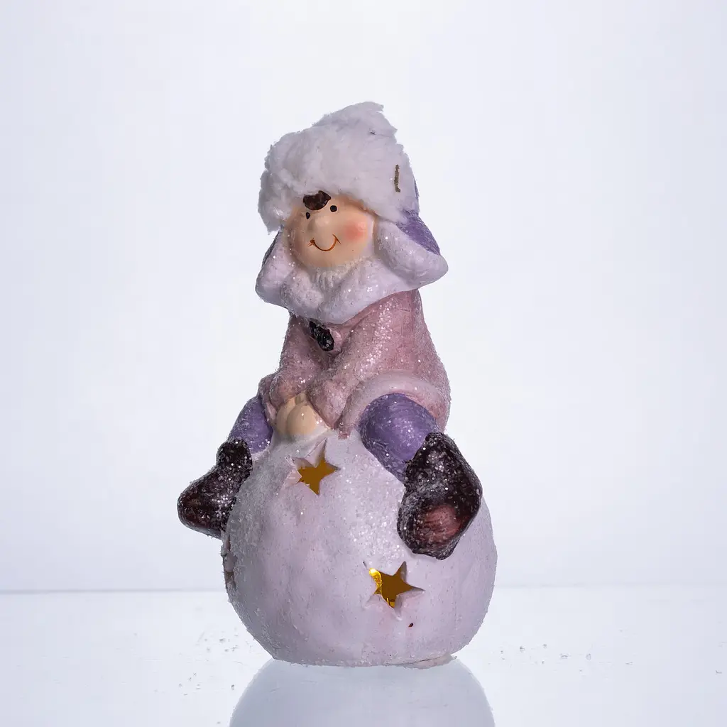 Новогодняя фигурка с подсветкой Девочка на снежном шаре из фарфора 8×7×16 см Yiwu CR-5-8 - фото 3
