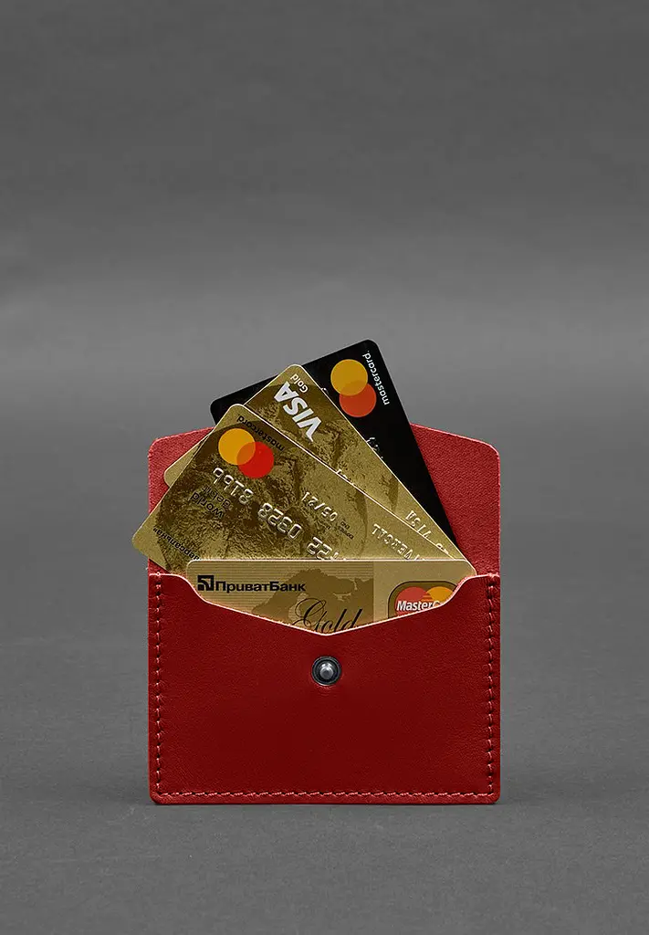 Шкіряний кард-кейс 9.0 червоний краст - фото 4