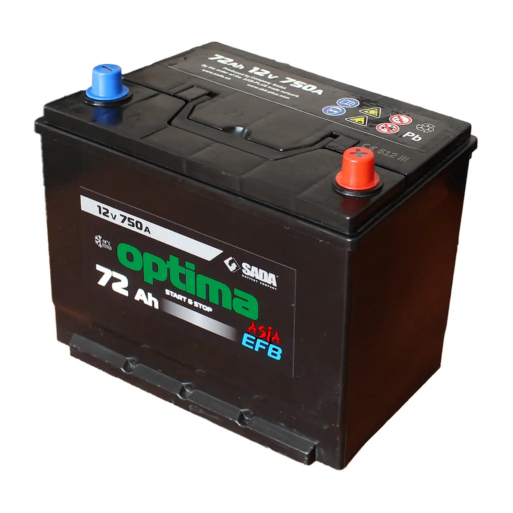 Автомобильный аккумулятор Optima EFB Asia 6СТ-72 (-/+) Евро, 12В 72Ач 750А - фото 3