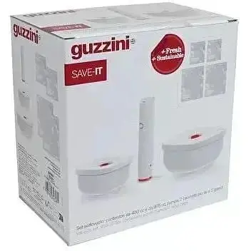 Набір Guzzini Kitchen Active Design Save It Vacuum Set 2 вакуумних контейнери + насос + пакети білий з прозорим - фото 2