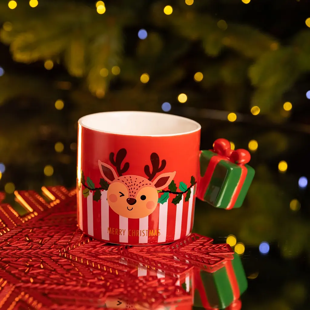 Чашка порцелянова Merry Christmas 400 мл, червоний Yiwu FM-CS-49R - фото 2