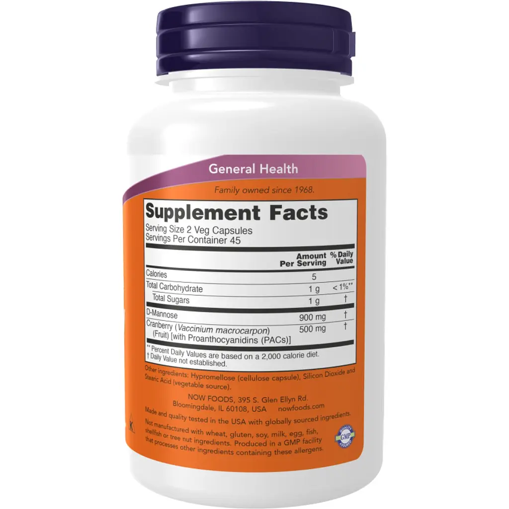 Добавка Now Foods Mannose Cranberry для підтримки сечовивідних шляхів 90 капсул - фото 2