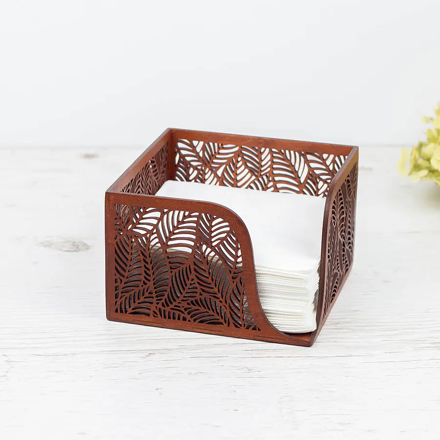 Дерев'яна серветниця VANZA LEAF mahogany - L (21 см) - фото 6