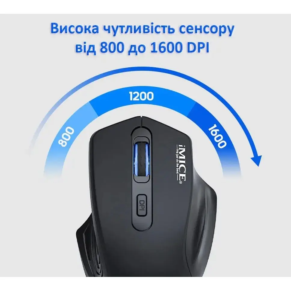 Ігрова миша бездротова iMICE G1800 Rechargeable, 4 кнопок, акумулятор, 1600dpi, 2.4Ghz, Black - фото 5